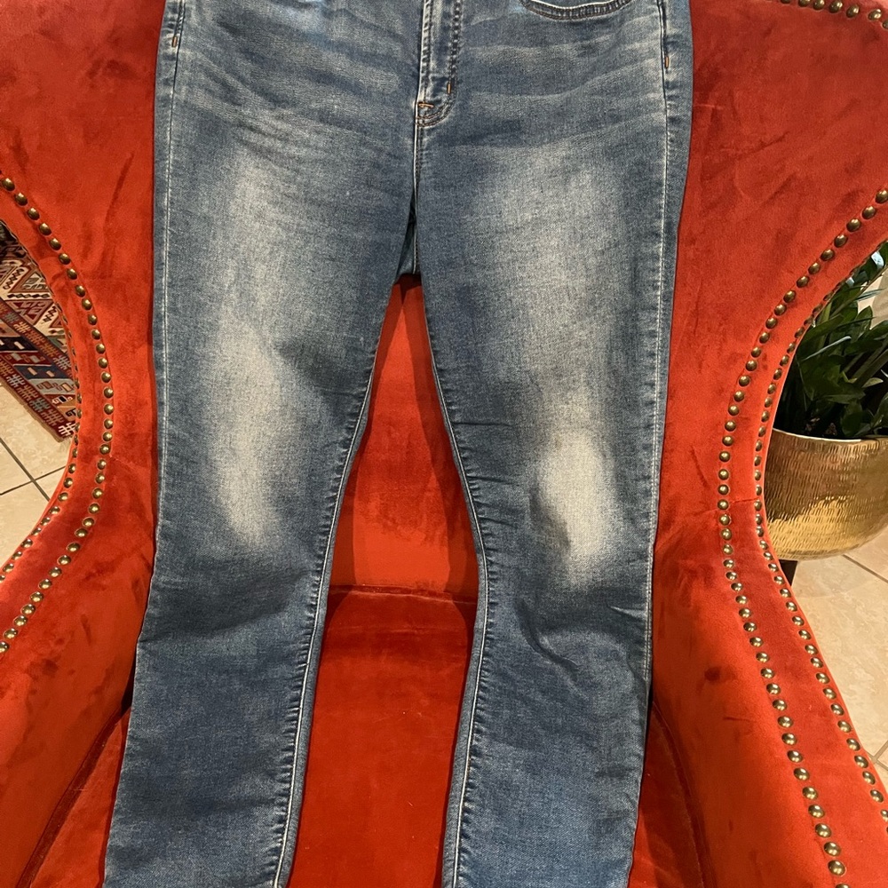 J. Crew Blue Skinny Jeans with Natural Distressing